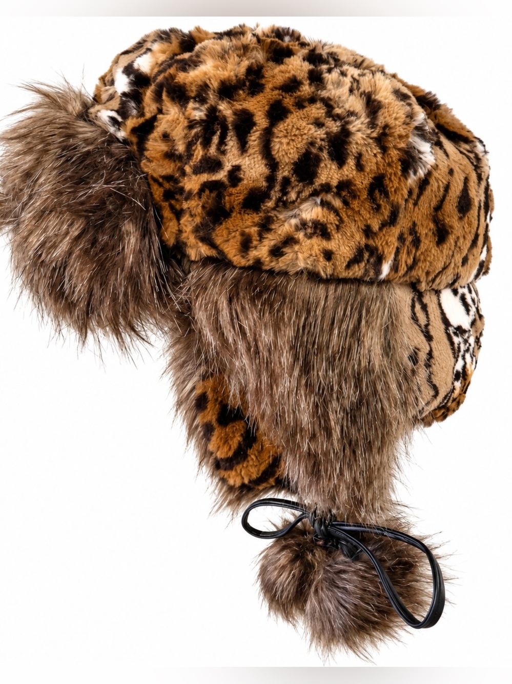 Beautiful!! Adrienne Landau Cheetah/Leopard Faux Fur Trapper Hat - Brown